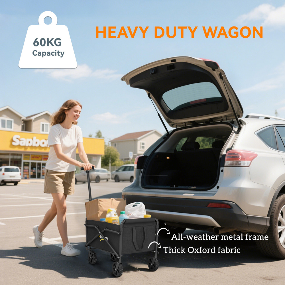 Outsunny 41L Black Heavy Duty Folding Garden Trolley Image 5