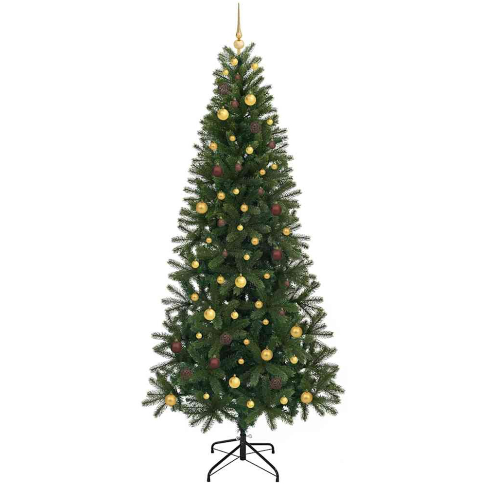 vidaXL Pre-Lit Gold and Bronze Baubles Green Artificial Christmas Tree 8ft Image 4