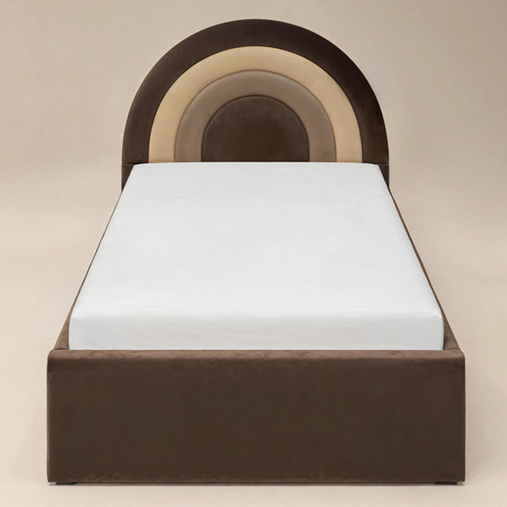 Flair Ava Single Brown Velvet Lift-Up Ottoman Bed Image 3