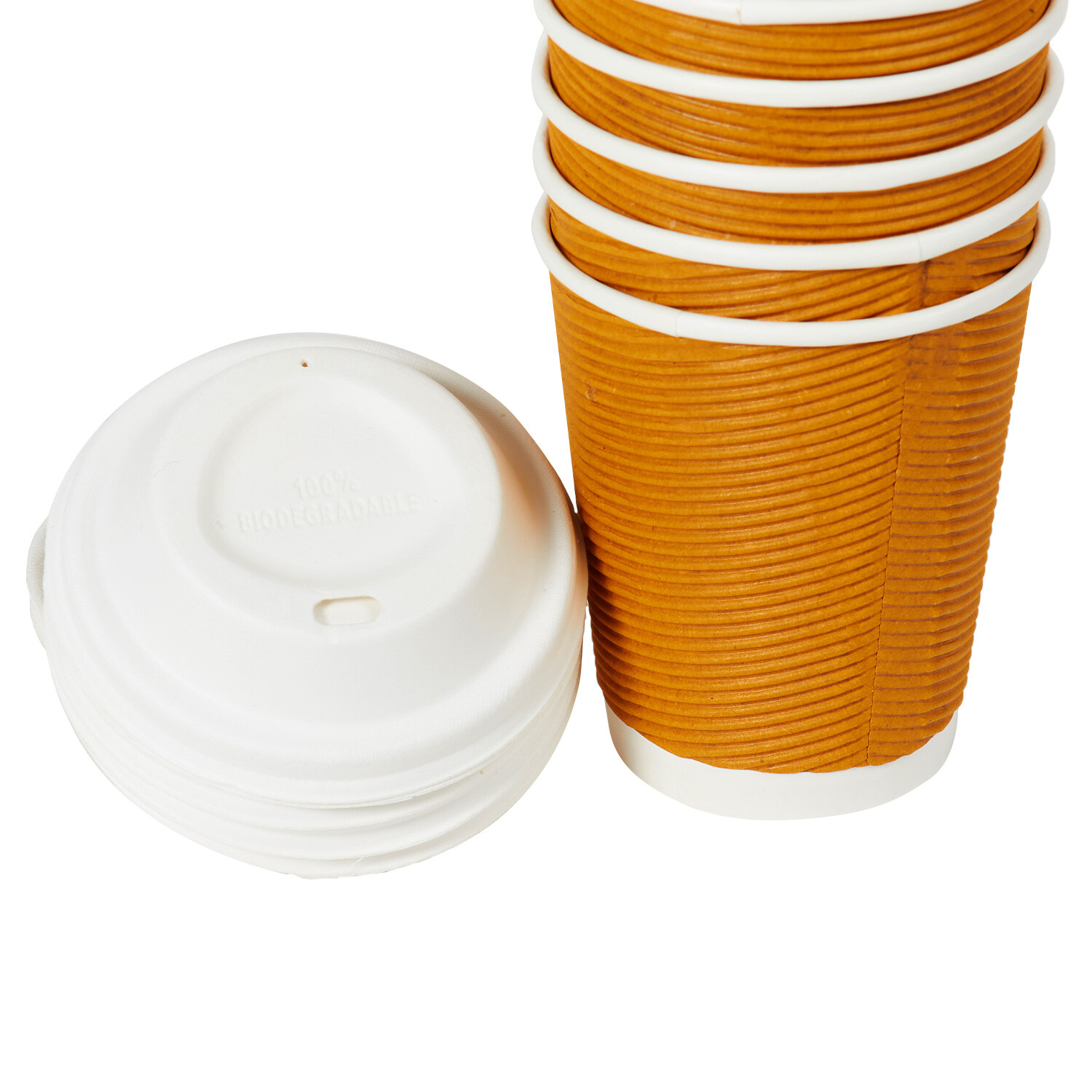 Pack of 8 Coffee Cups and Lids - Brown Image 3