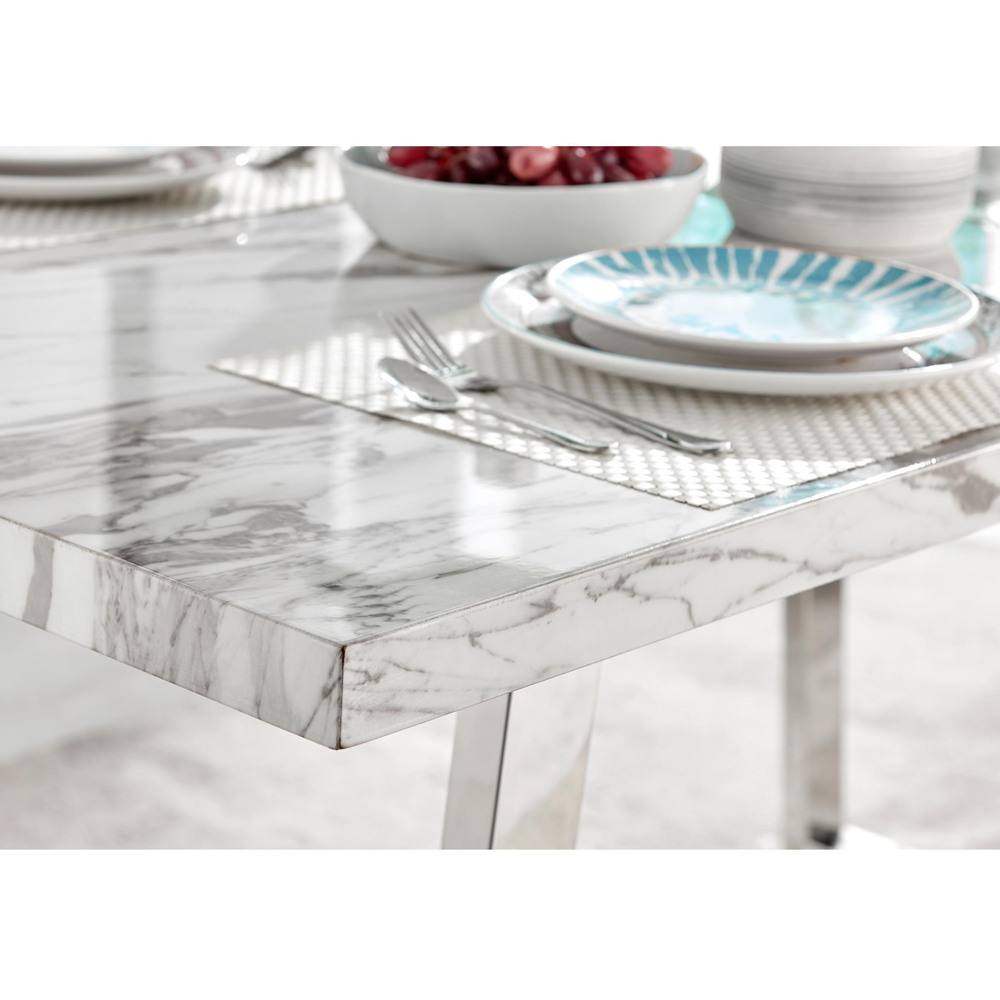 Furniturebox Solo 6 Seater White Marble Effect Dining Table Image 5