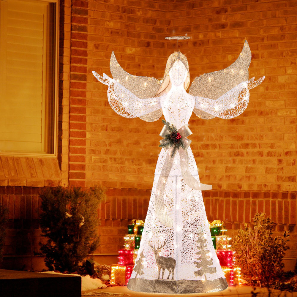 Costway 100 LED Lighted Angel Christmas Decoration 4.9ft Image 5