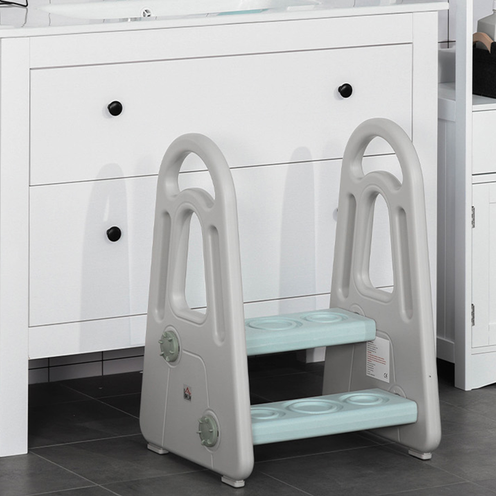 Playful Haven Blue and Grey Kids Step Stool Image 1