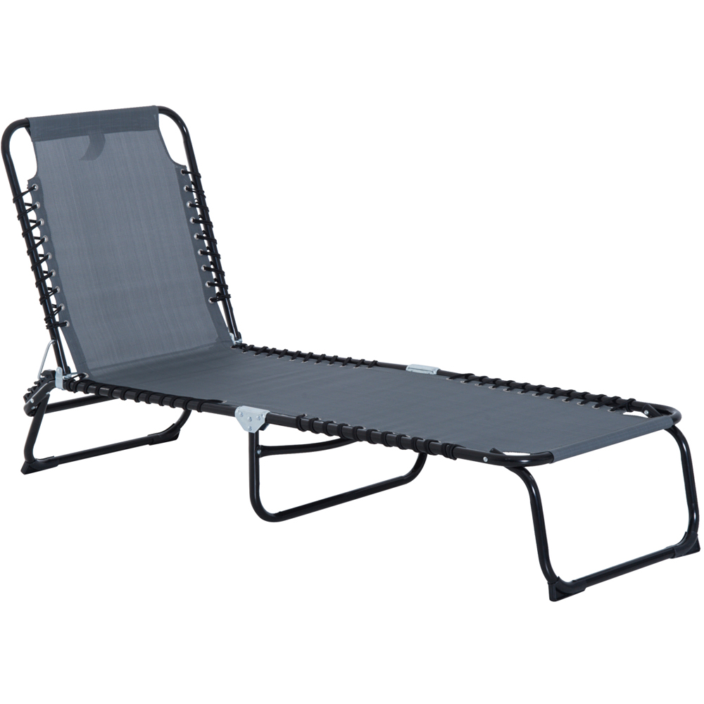 Outsunny Grey Foldable Chaise Sun Lounger Image 2