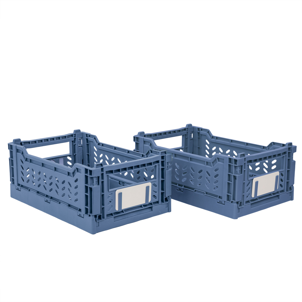 JVL Stackit 4L Blue Foldable Small Storage Crate 4 Pack Image 2