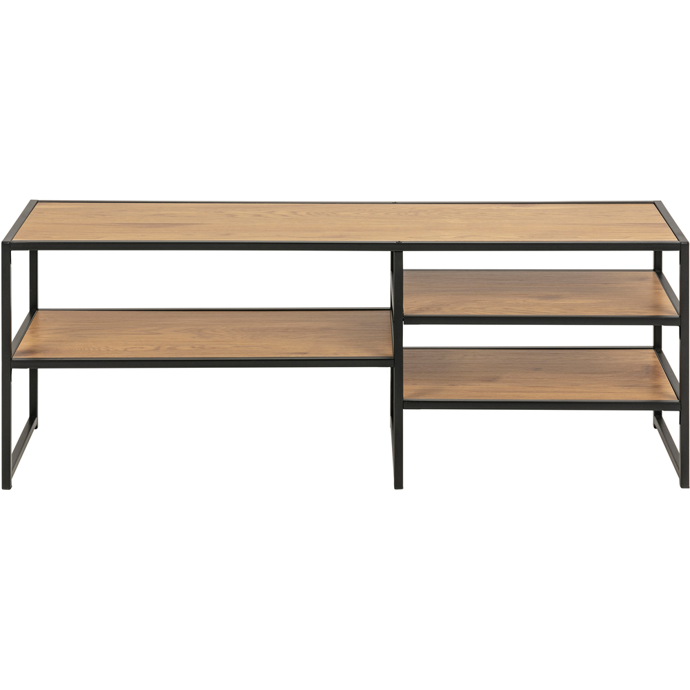 Florence Seaford 3 Shelf Oak and Black Metal TV Unit Image 3