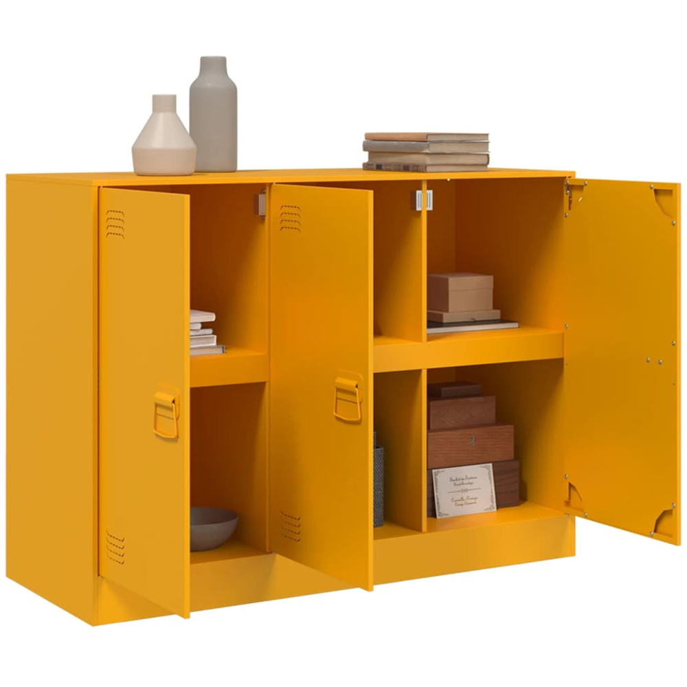 vidaXL 3 Door Mustard Yellow Metal Sideboard Image 5