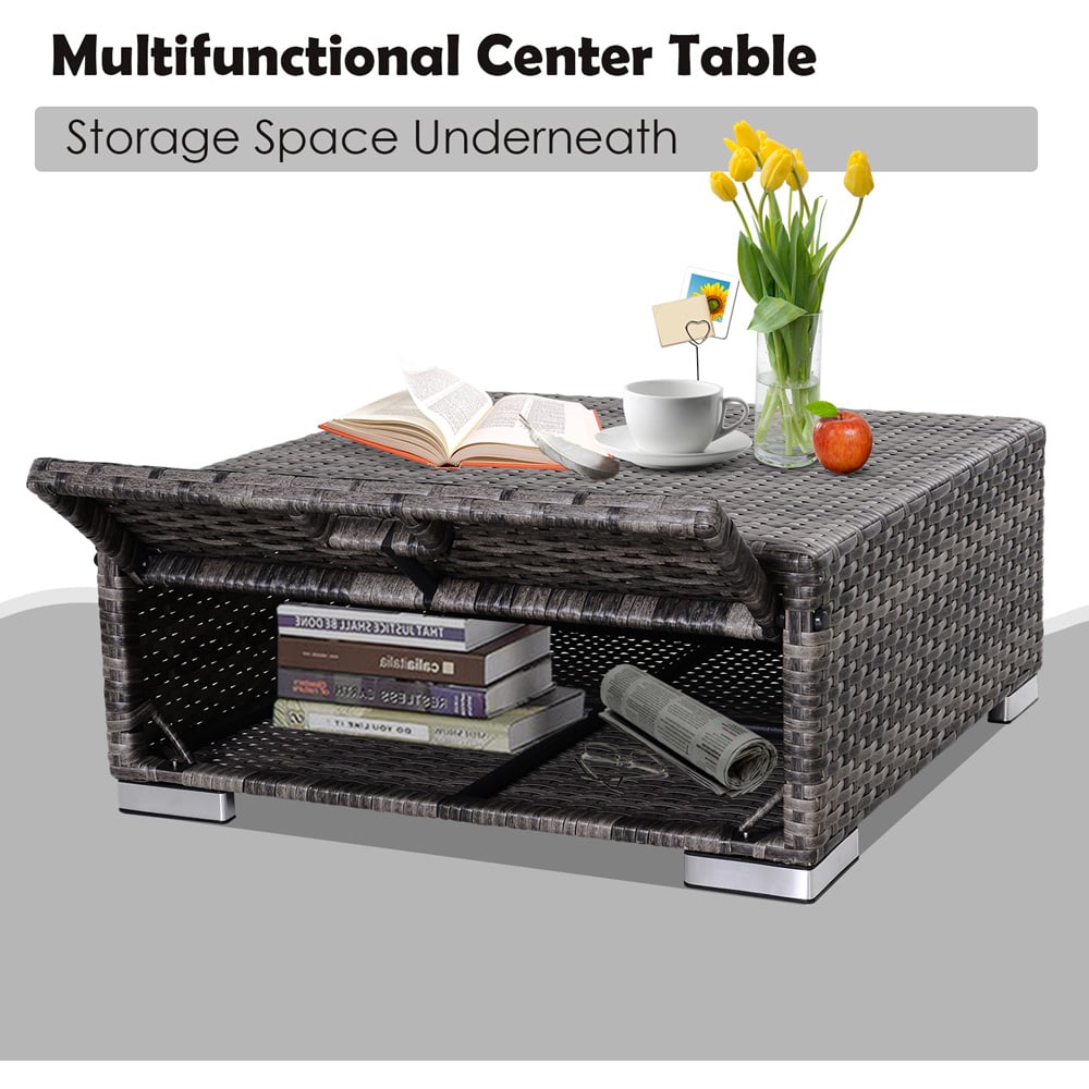 Outsunny 4 Seater Grey PE Rattan Outdoor Sofa Dining Set Image 5