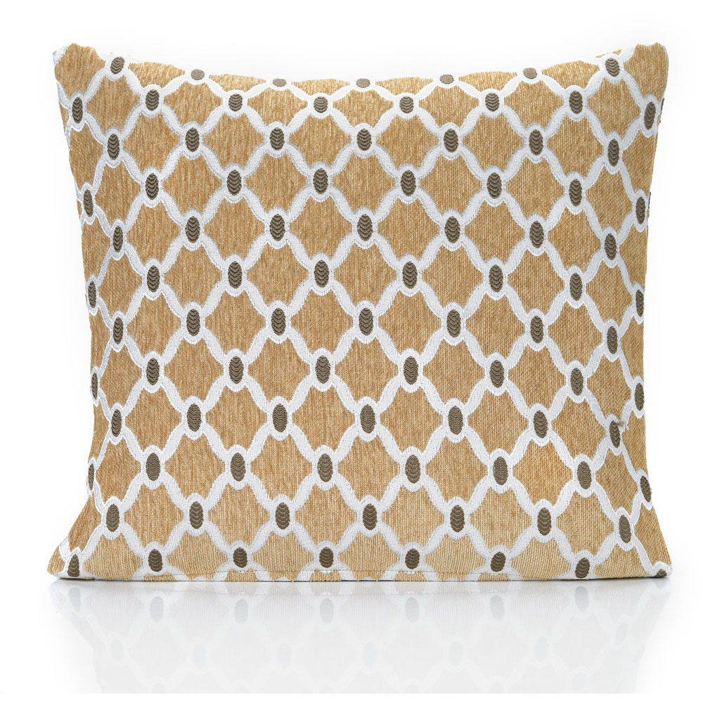 Alan Symonds Berkeley Gold Chenille Geometric Cushion with Polyester Filled Pad 45 x 45cm 4 Pack Image 2