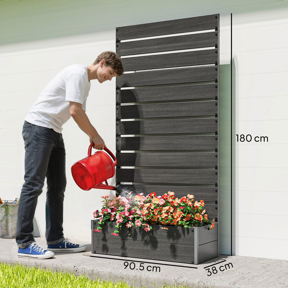Outsunny Black Raised Garden Bed with Trellis 180 x 38 x 91cm Image 9