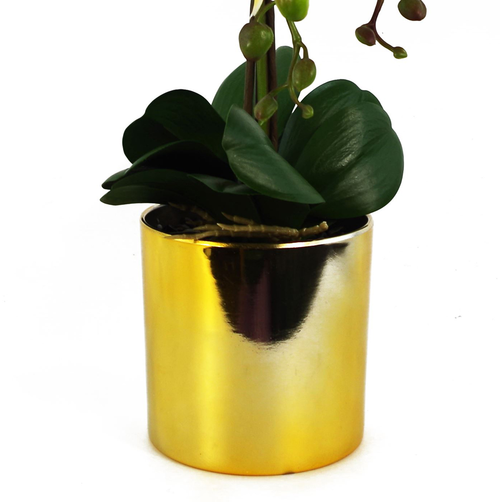 Leaf Large Purple Orchid Artificial Plant with Gold Pot 52cm Image 5