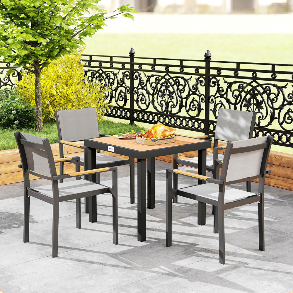 Outsunny 4 Seater Natural Garden Dining Table Image 7