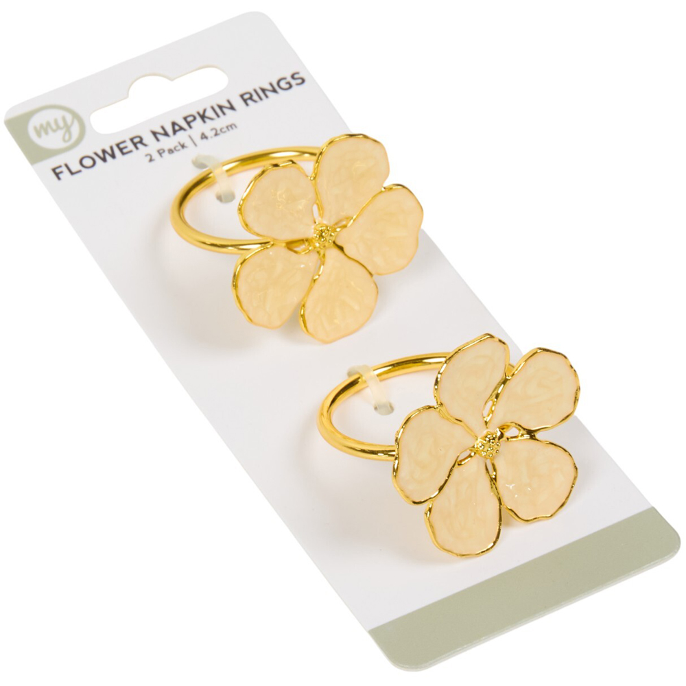 Pack of 2 Flower Napkin Rings Neutral Image 3
