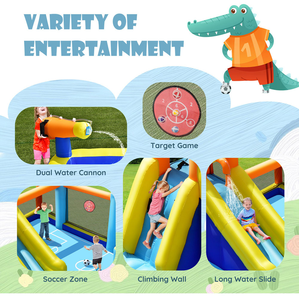 Costway Kids 5 in 1 Inflatable Water Bounce House with Slide and Water Cannons Image 3