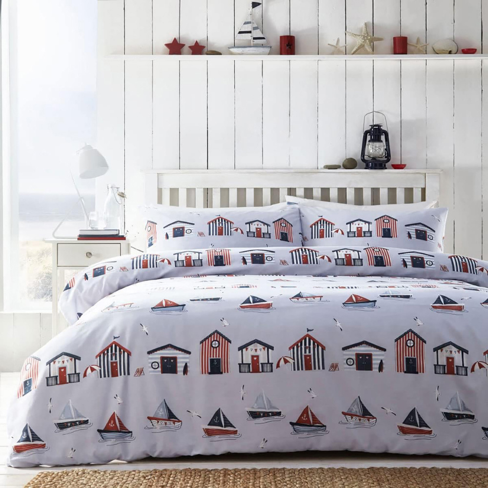 Serene Beach Huts King Size Multicolour Duvet Set Image 1