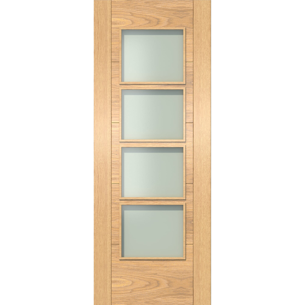 Green & Taylor Oak Ladder 4 Lite Frosted Glazed Prefinished Internal Door 1981 x 838mm Image