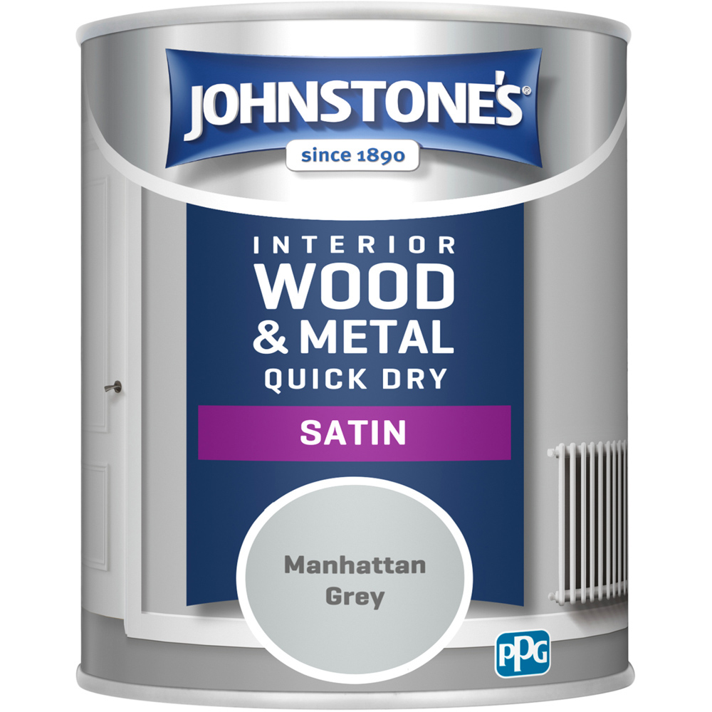 Johnstone's Quick Dry Manhattan Grey Metal and Wood Satin Paint 750ml Image 2