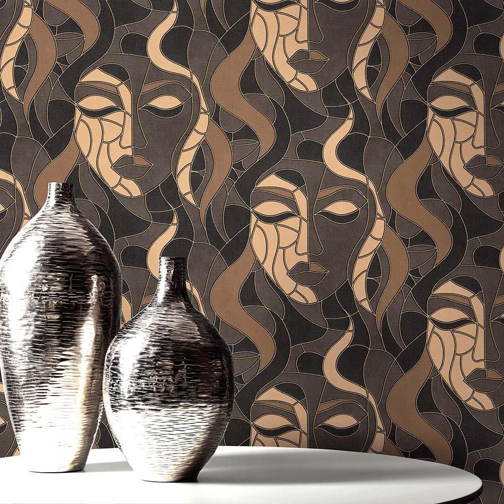 Elle Decoration Moretta Brown Vinyl Wallpaper by Erismann Image 4