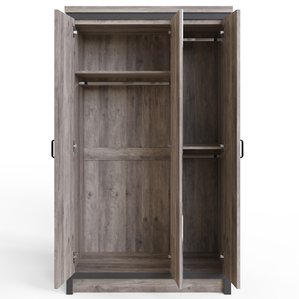 GFW Boston 3 Door Grey Mirrored Wardrobe Image 5
