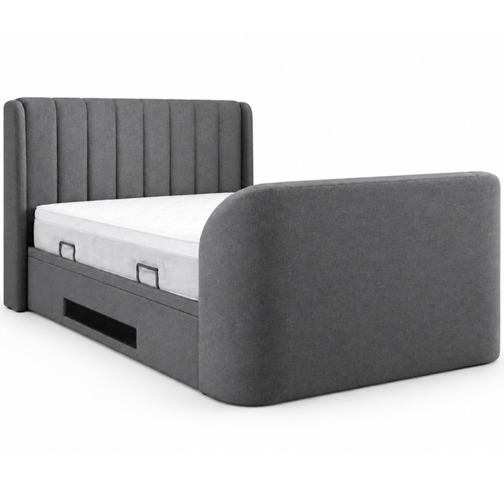 Webb Daniels Mayfair King Size Grey Fabric Ottoman Media TV Bed with 2.1 Soundbar Image 2