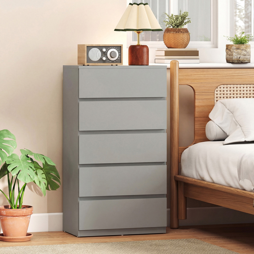 Portland 5 Drawer Grey Chest of Drawers Image 4