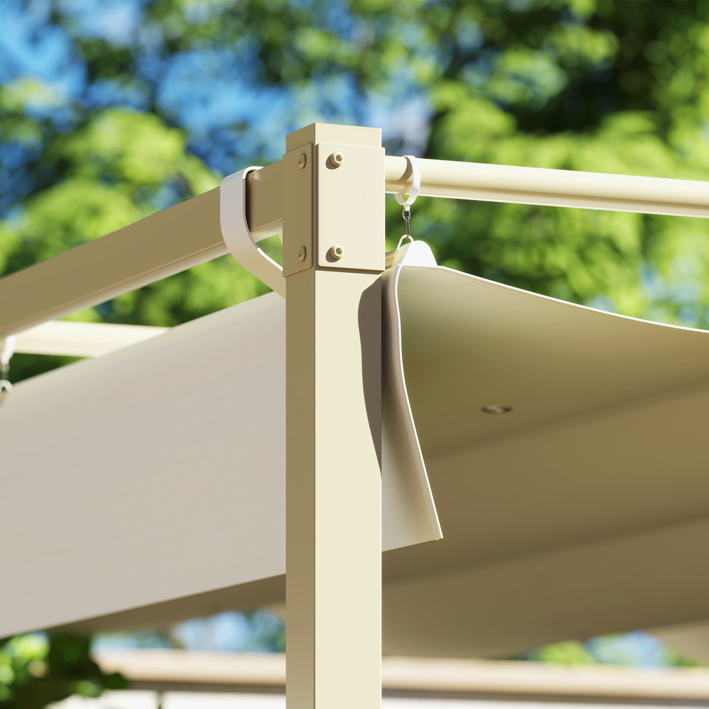 Outsunny 3 x 3m Khaki Garden Pergola with Retractable Roof Image 3