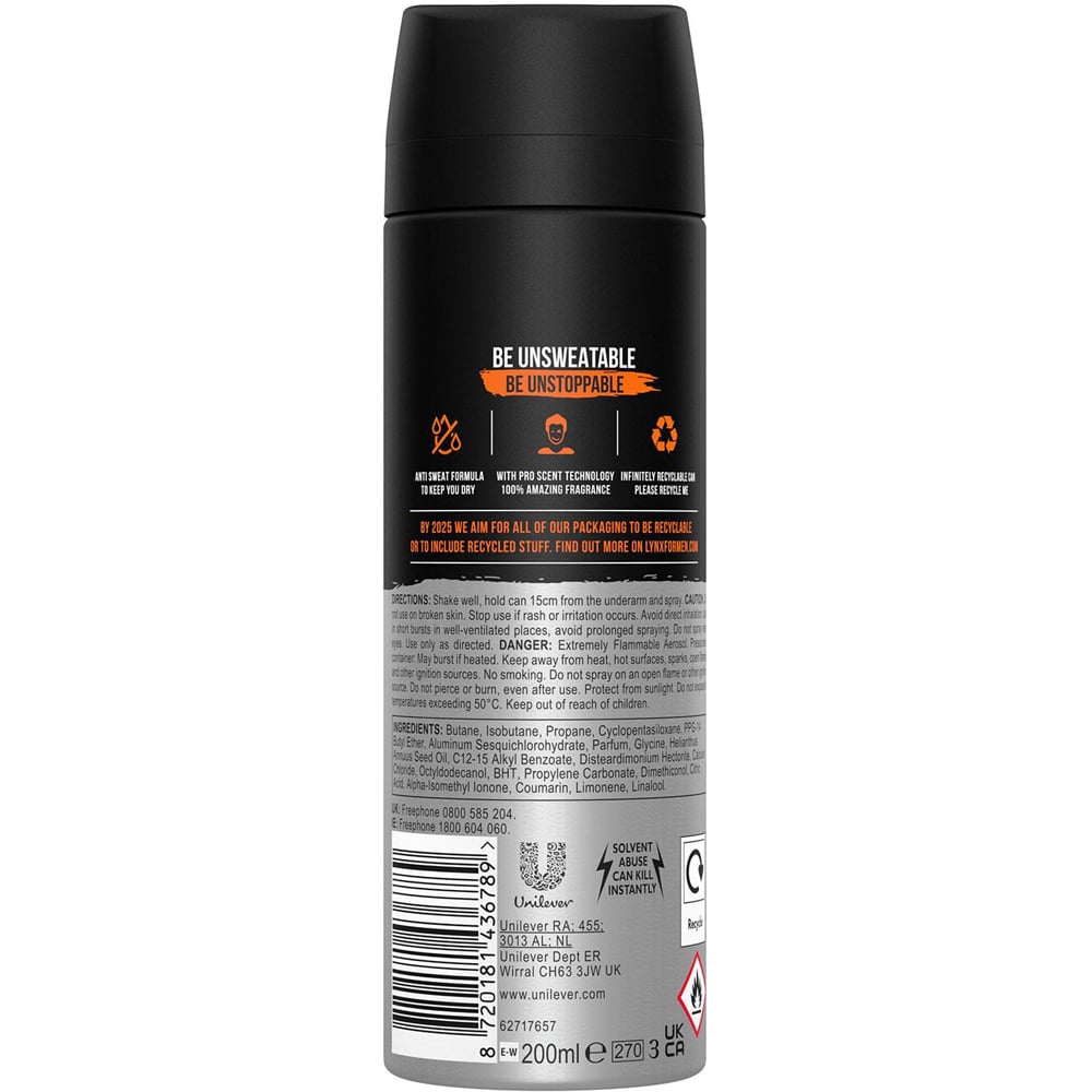Lynx Jungle Fresh 72 HRS Anti-Sweat Anti-Perspirant Body Spray 200ml 12 Pack Image 3