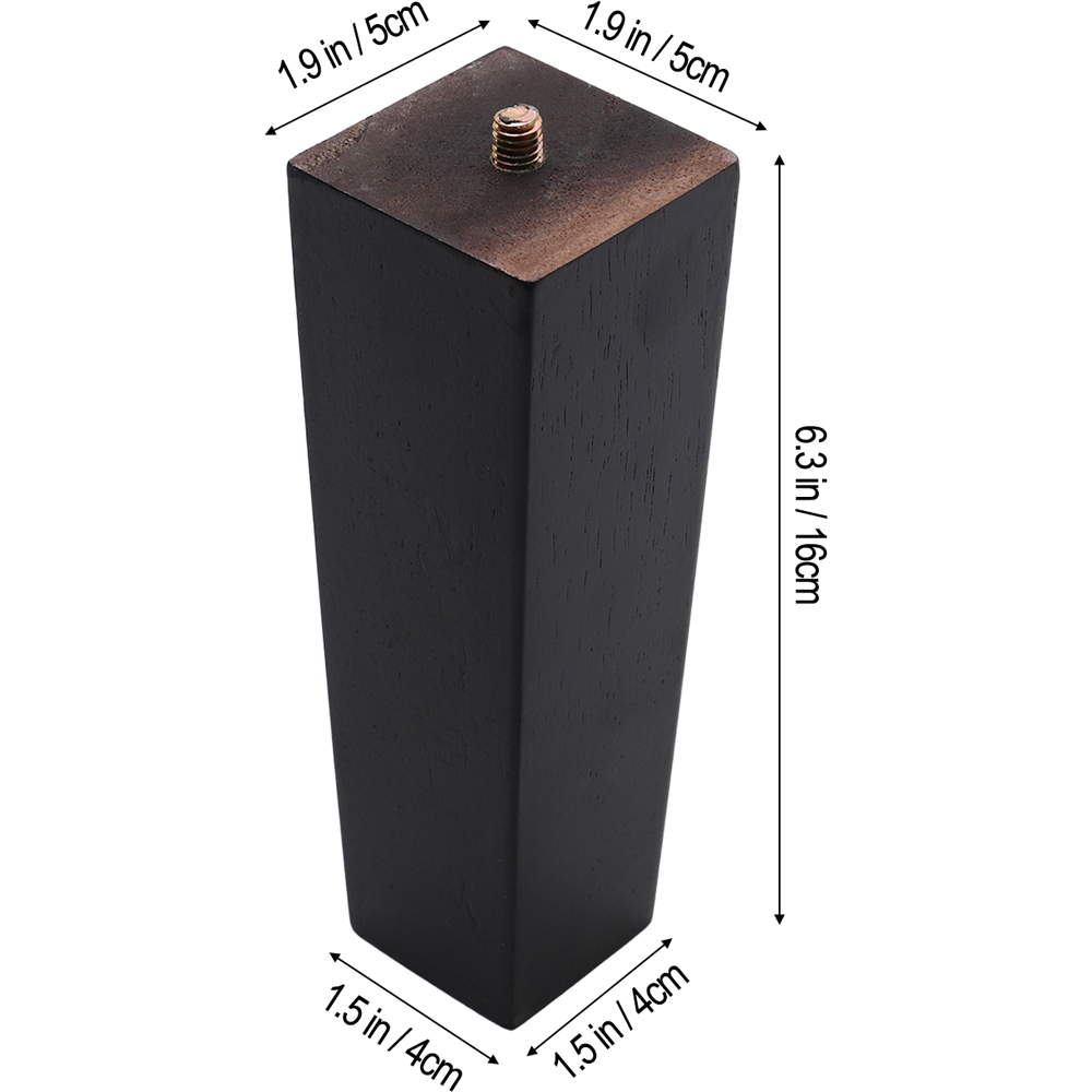 Living and Home Black Square Solid Oak Wood Furniture Leg 16cm 4 Pack Image 9
