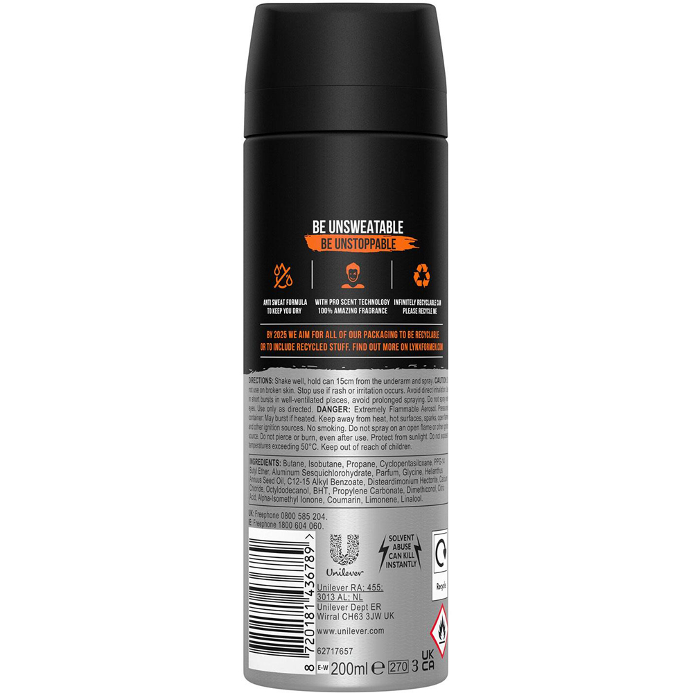 Lynx Jungle Fresh 72 HRS Anti-Sweat Anti-Perspirant Body Spray 200ml 18 Pack Image 3