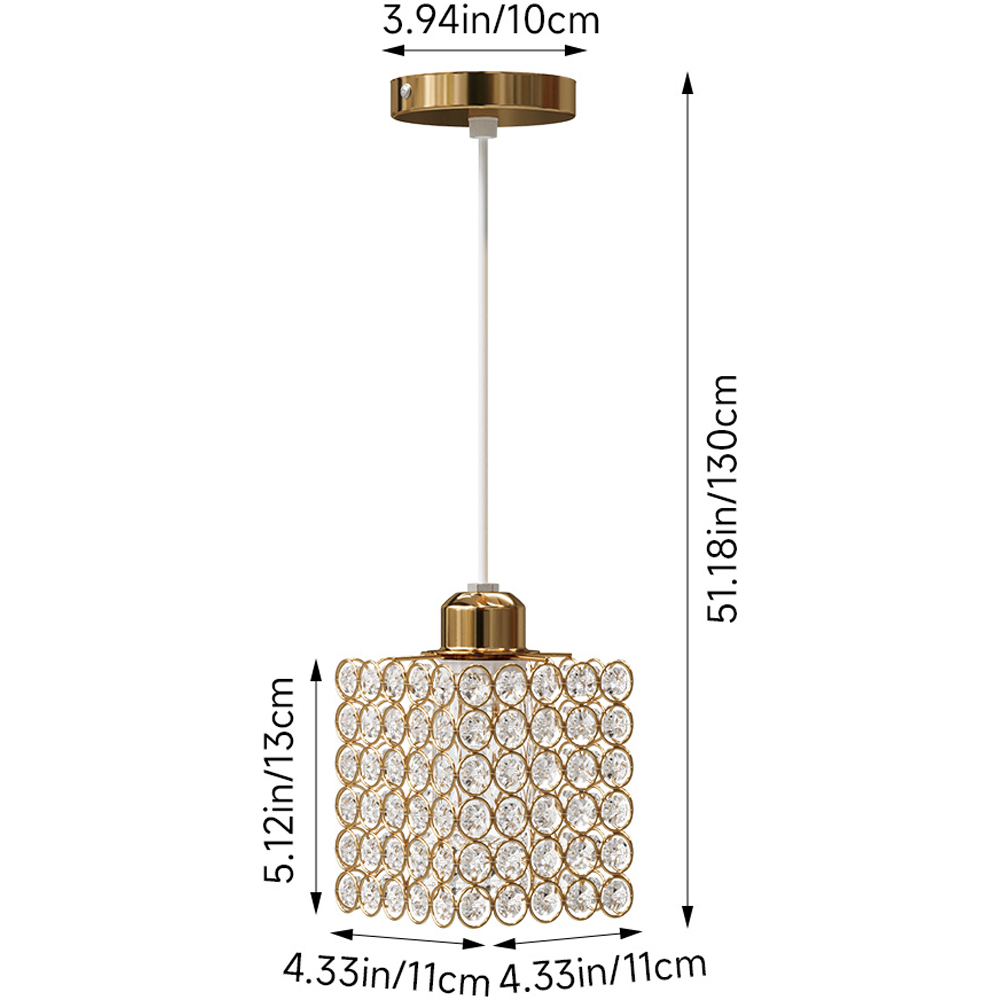 Living and Home Gold Iron Cube Glass Discs E27 Pendant Light Image 8