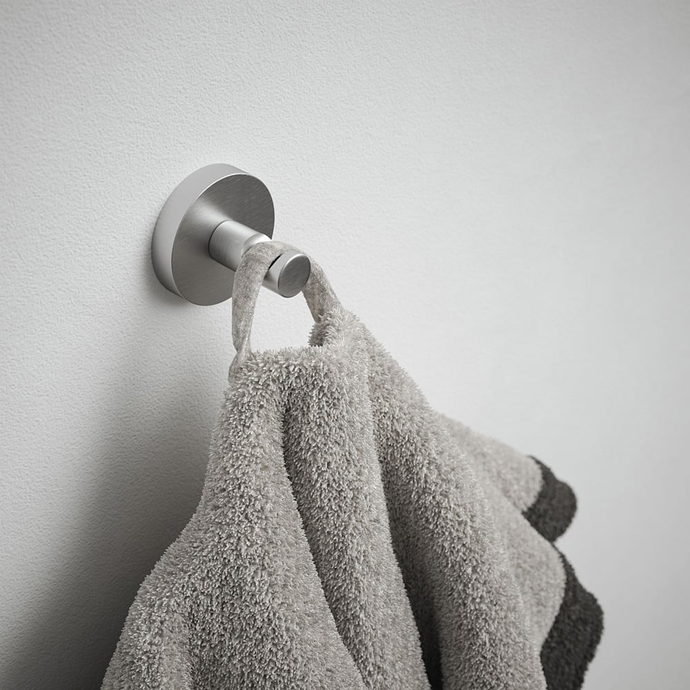 Rothley Brushed Silver Round Robe Hook Image 2