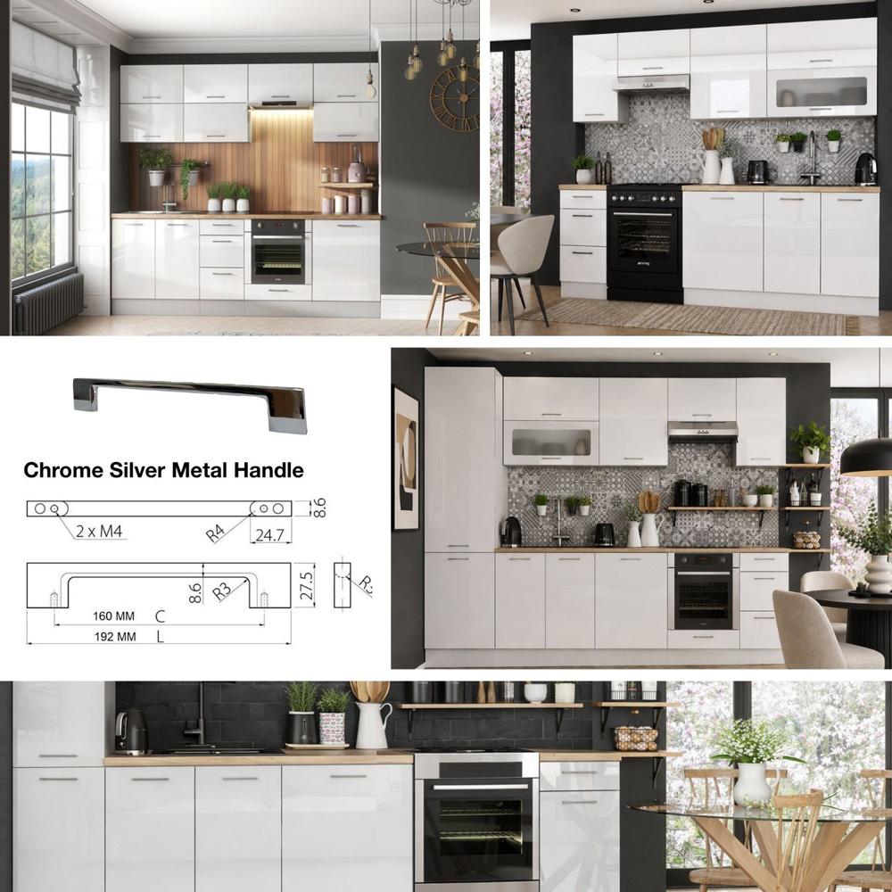 Impact Furniture Ella 2 Door White High Gloss Kitchen Wall Cabinet Unit 800mm Image 3