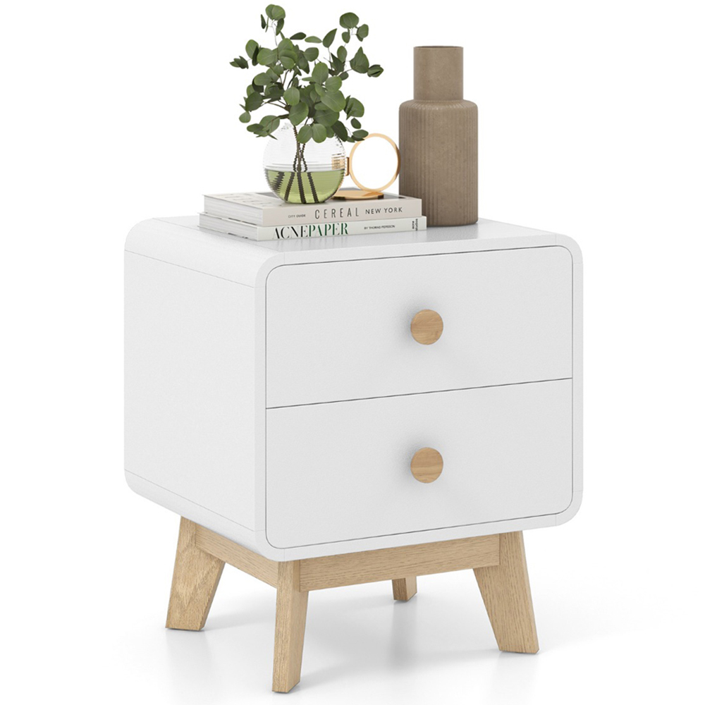 Costway 2 Drawer White Bedside Table Image 3