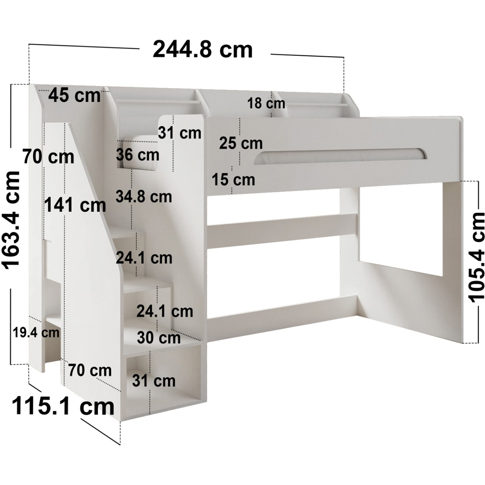 Flair Stepaside White L Shaped Bunk Bed Image 8