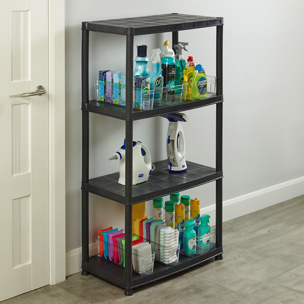 ADDiS 4 Shelf Black Plastic Shelving Unit Image 2