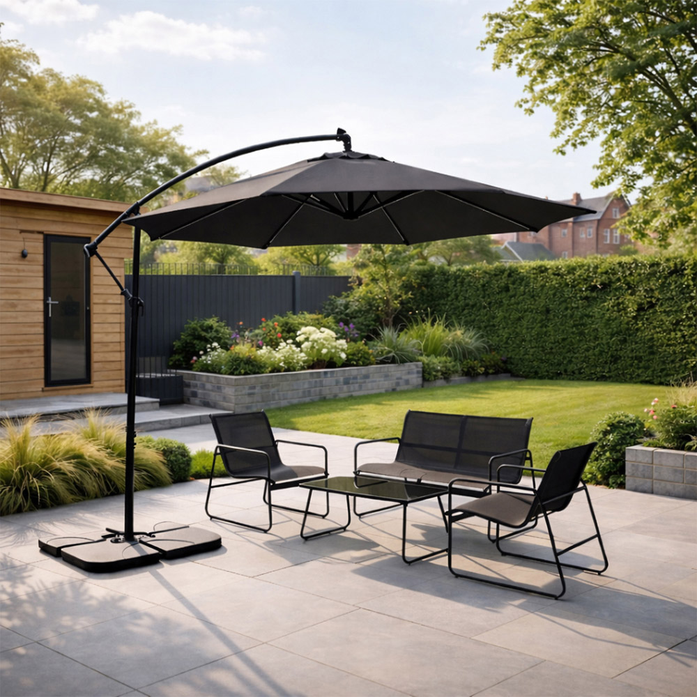 Jack Stonehouse Black Crank Banana Hanging Parasol 3m Image 2