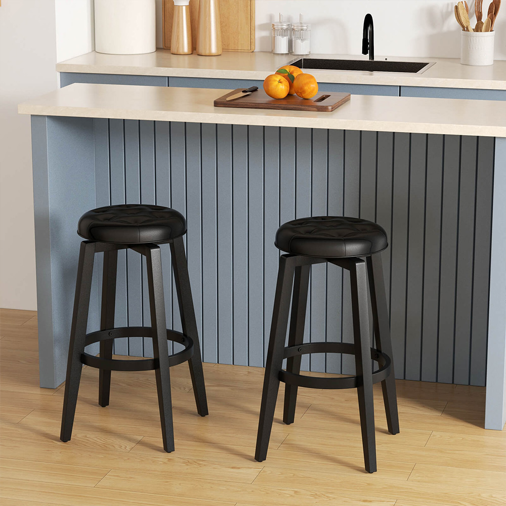 Costway Black Swivel Bar Stool Set of 2 Image 4