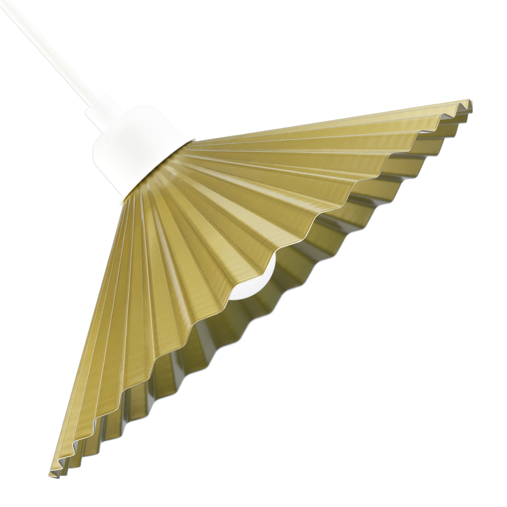 Happy Homewares Satin Gold Finish Vintage Ribbed Top Hat Style Metal Pendant Shade Image 3