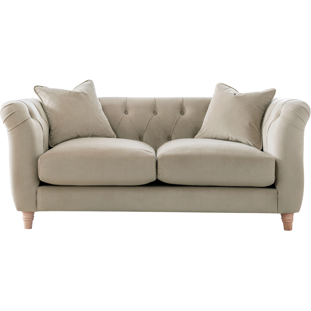 Elsie Chesterfield 5 Seater Putty Plush Velvet Sofa Suite Image 4