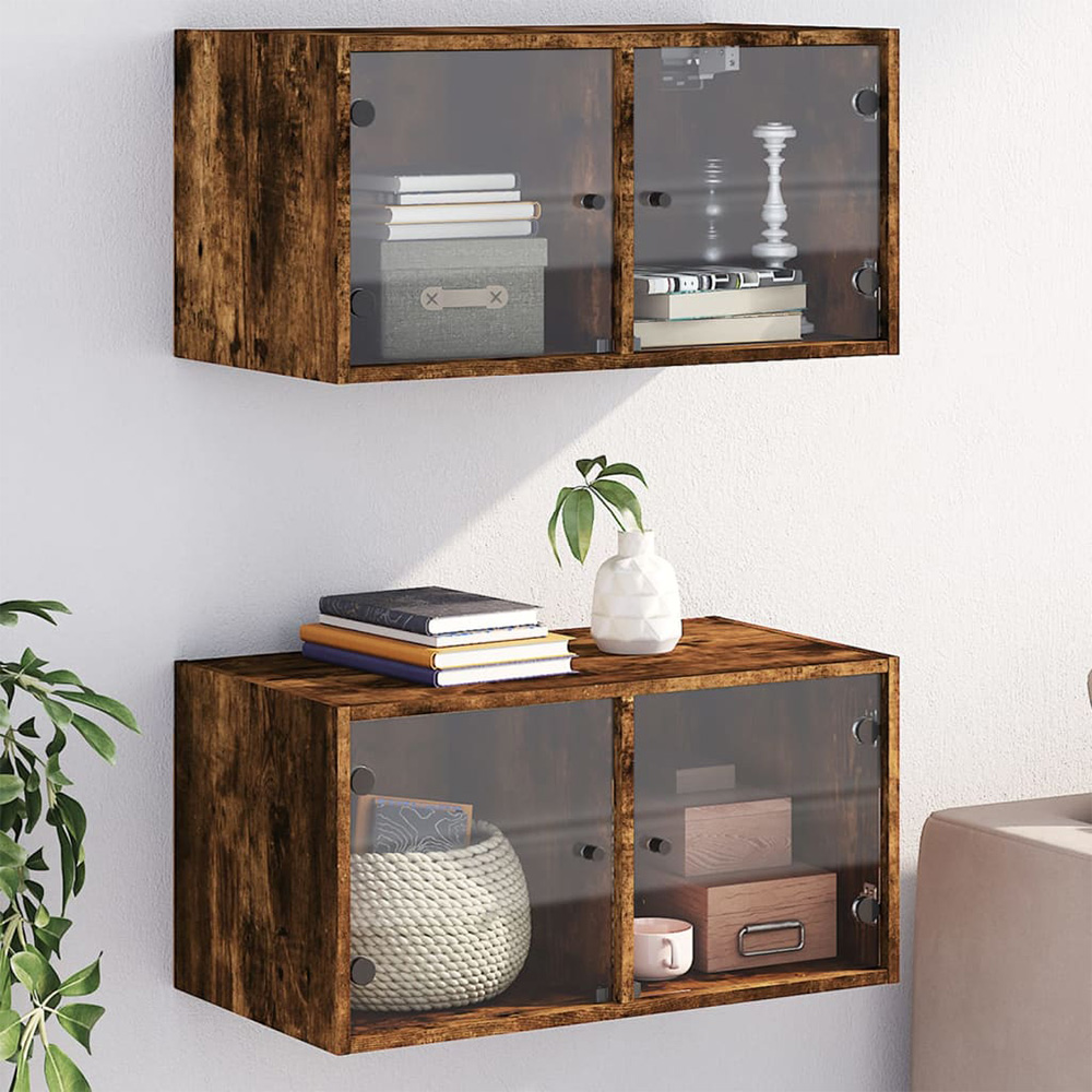 vidaXL 2 Door Brown Wall Cabinet Set of 2 Image 1