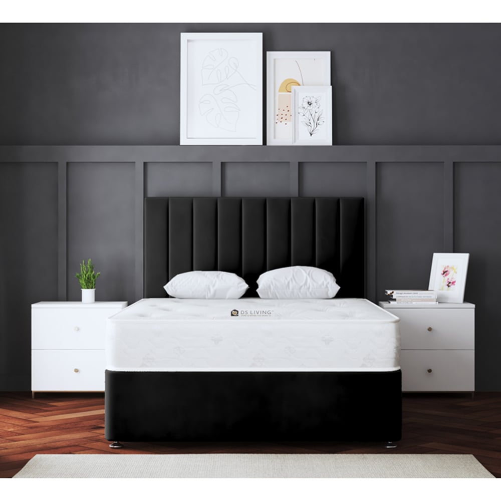 DS Living Amelia King Size Black Upholstered Panel Divan Bed with 2 Drawer Image 4