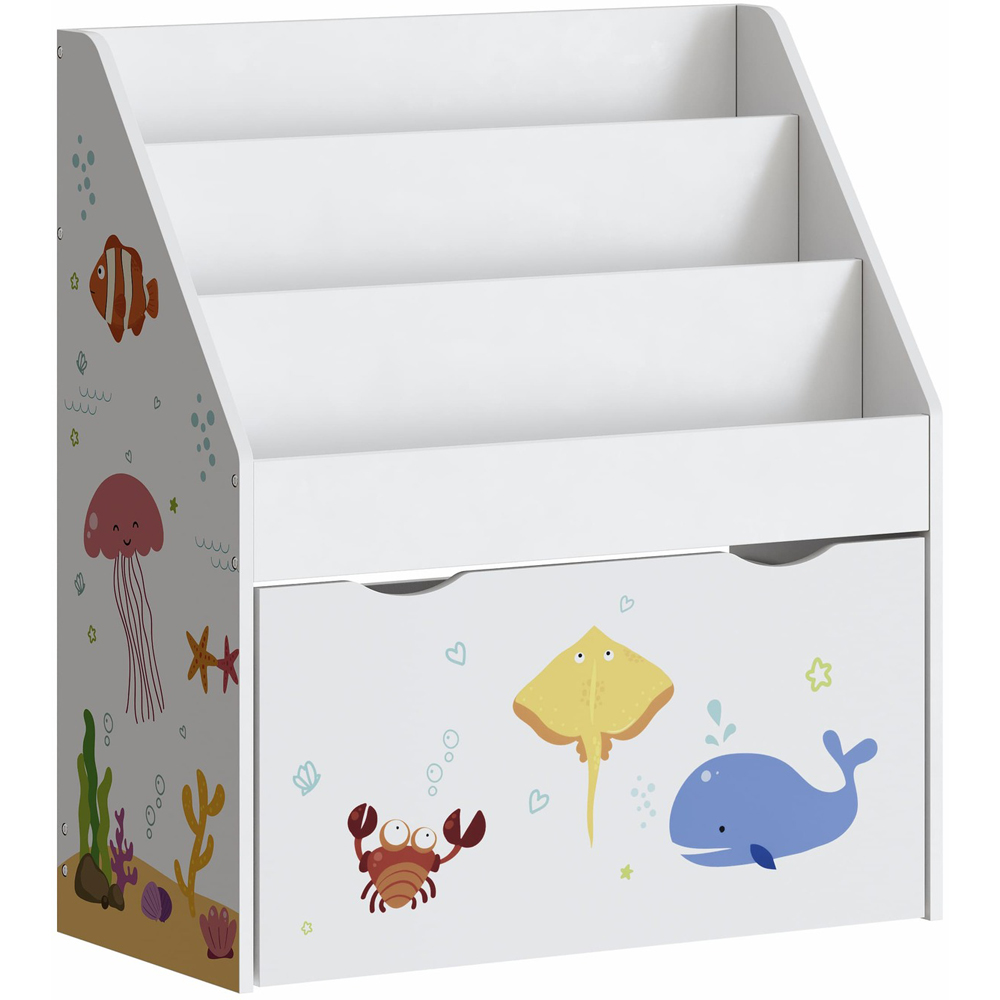 Home Source Anya 3 Drawer Single Shelf Multicolour Sealife Animal Kids Bookcase Image 2