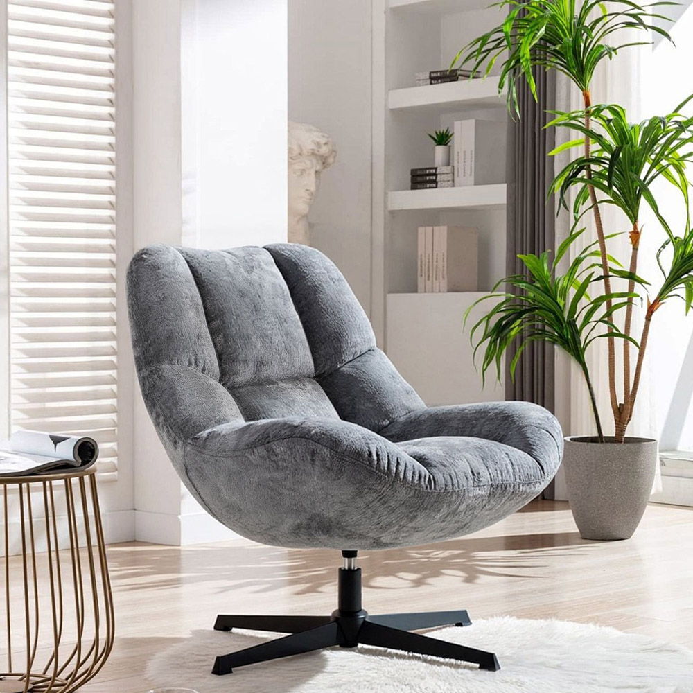 Silverdale Grey Chenille Swivel Accent Chair Image 9