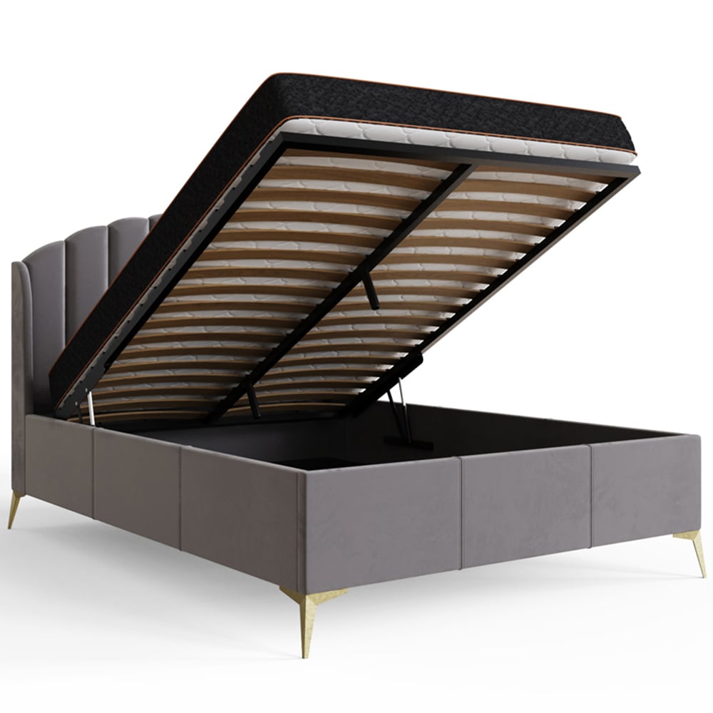 GFW Pettine End Lift Double Grey Ottoman Bed Image 4