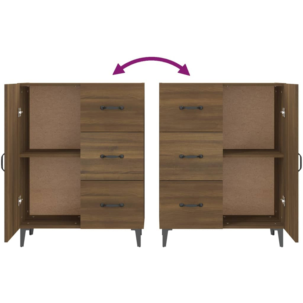 vidaXL Single Door 3 Drawer Brown Oak Sideboard Image 8