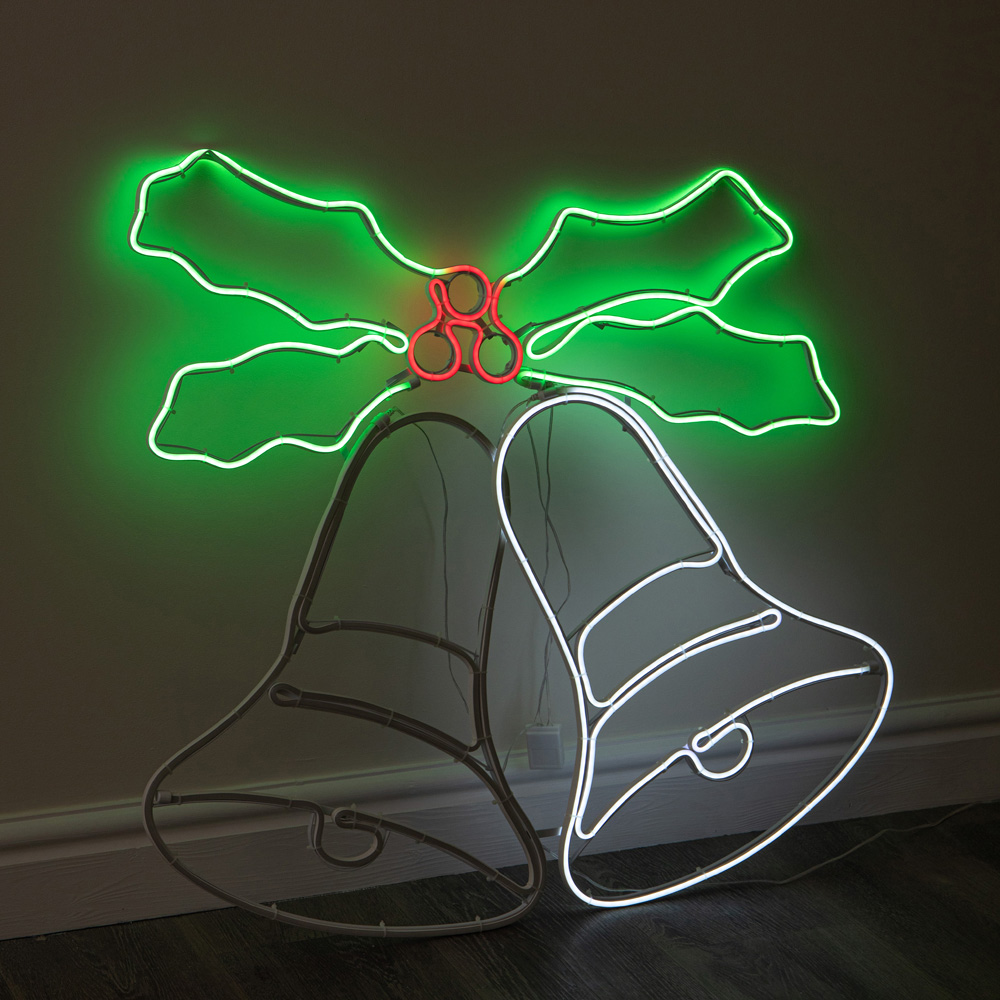 Samuel Alexander Multicolour LED Light-Up Neon Christmas Bell 78cm Image 5