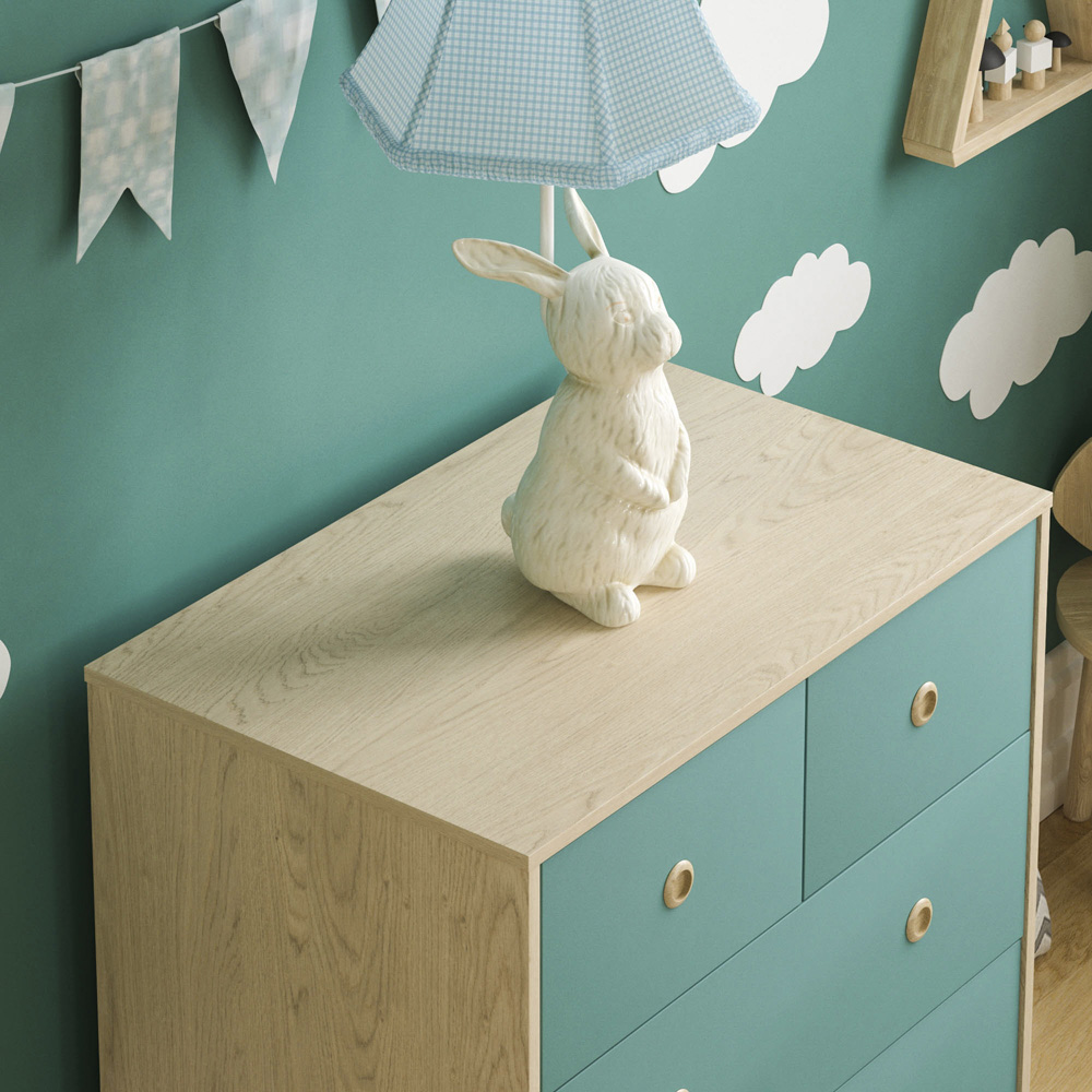 Junior Vida Neptune 5 Drawer Blue and Oak Storage Chest Image 3