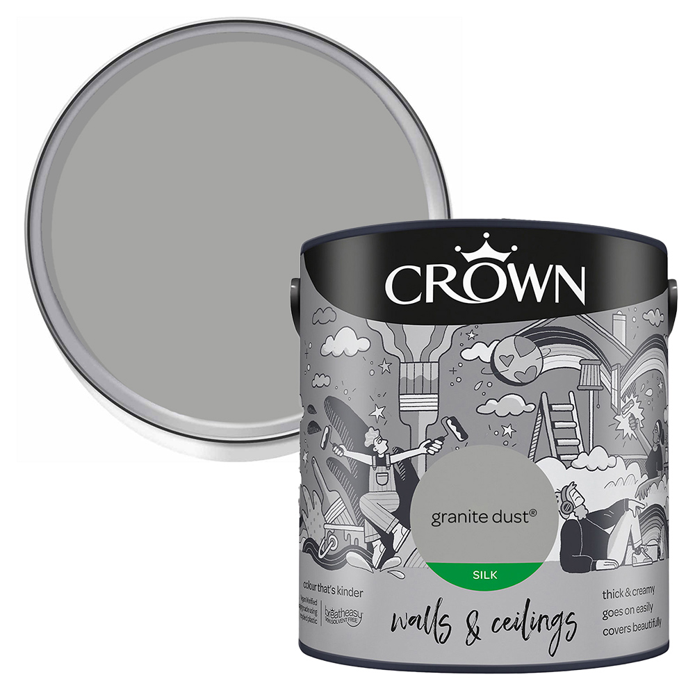 Crown Walls & Ceilings Granite Dust Silk Emulsion Paint 2.5L Image 1