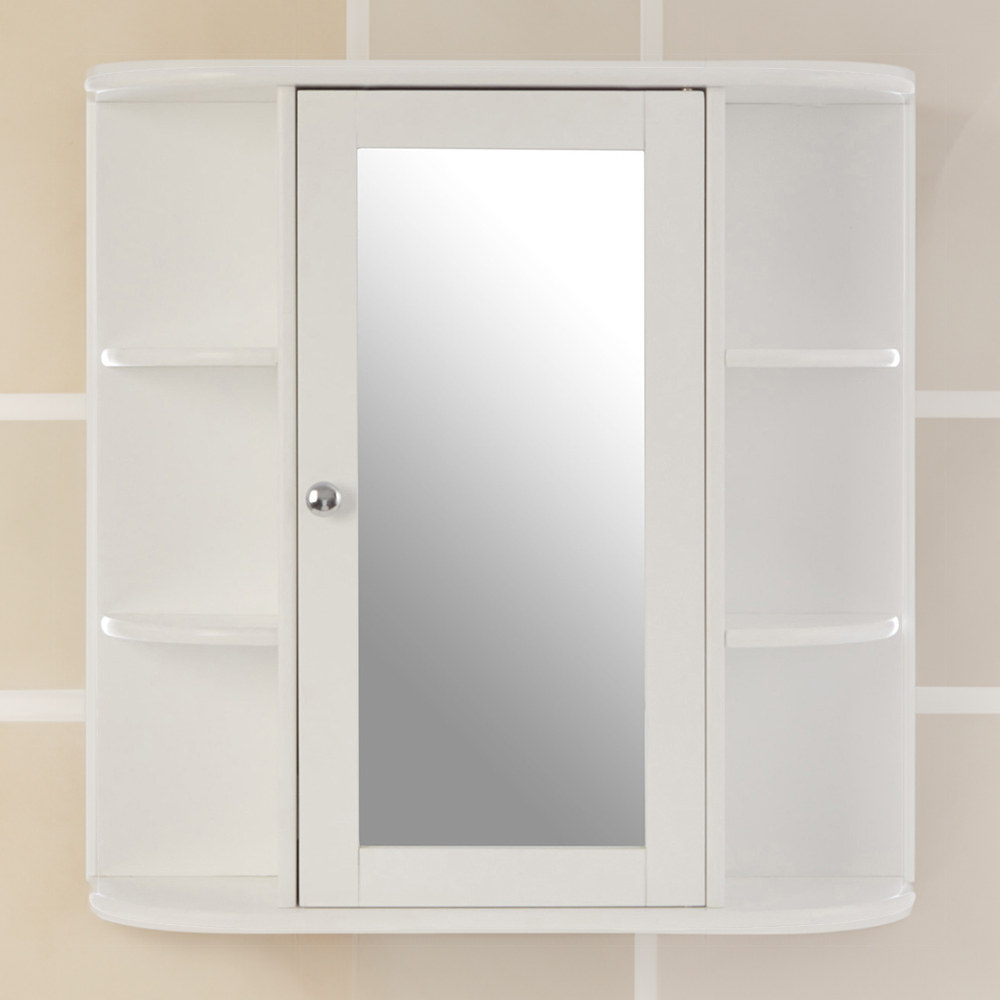 Premier Housewares White Mirror Bathroom Cabinet Image 1