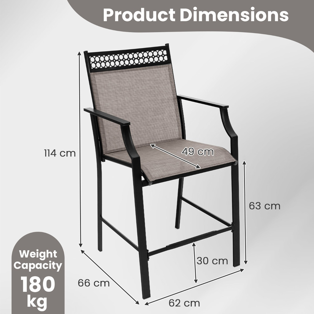 Costway Set of 2 Grey Outdoor Patio Chairs with Footrest Image 8